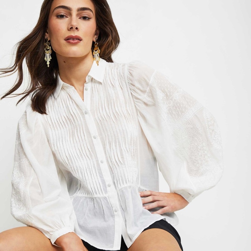 Scarlett Poppies Finn Embroidered White Blouse size M